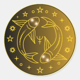 Mystical Golden Zodiac Pisces  Classic Round Sticker