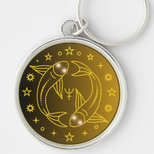 Mystical Golden Zodiac Pisces  Keychain