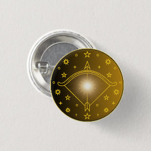 Mystical Golden Zodiac Sagittarius 1 Inch Round Button