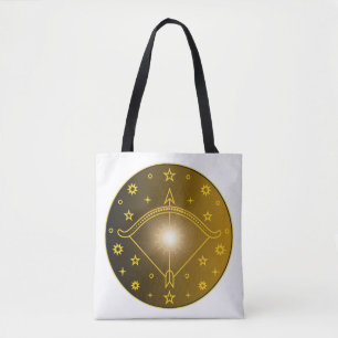 Mystical Golden Zodiac Sagittarius Tote Bag