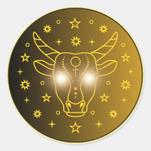 Mystical Golden Zodiac Taurus Classic Round Sticker