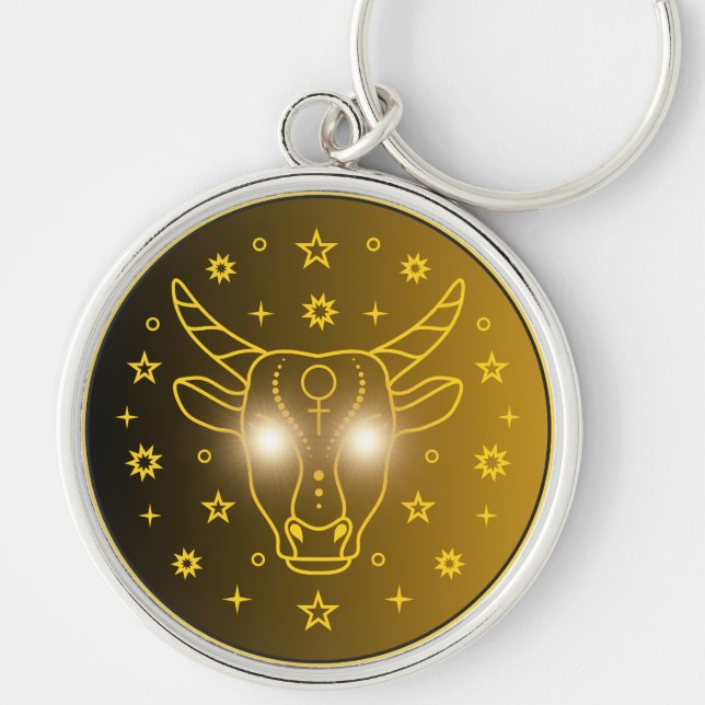 Mystical Golden Zodiac Taurus Keychain (Front)