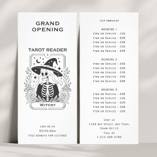 Mystical Gothic Black And White Witch Tarot Design Rack Card