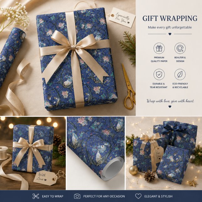 Mystical Gothic Floral Butterfly Seamless Pattern Wrapping Paper (Creator Uploaded)