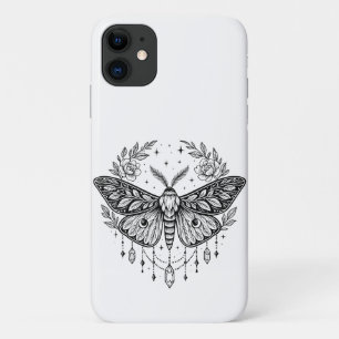 Mystical Gothic Moth Botanical Celestial Line Art iPhone 11 Case