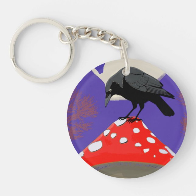 Mystical Gothic Raven Acrylic Keychain (Front)