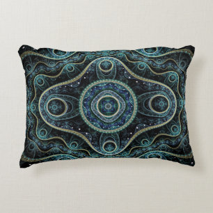 Mystical Grand Royal Julian Fractal Mandala Art Accent Pillow