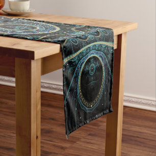 Mystical Grand Royal Julian Fractal Mandala Art Short Table Runner
