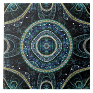 Mystical Grand Royal Julian Fractal Mandala Art  Tile