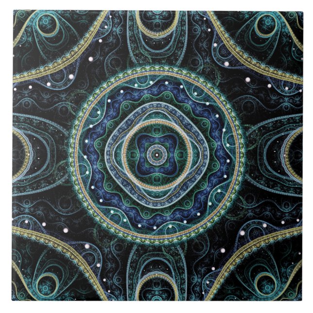 Mystical Grand Royal Julian Fractal Mandala Art  Tile (Front)