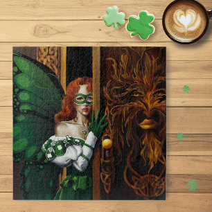 Mystical Green Celtic Fairy Secret Password Irish Jigsaw Puzzle