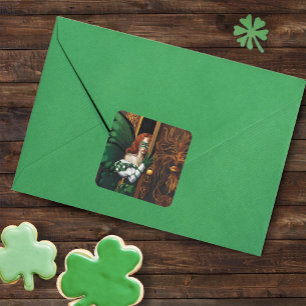 Mystical Green Celtic Fairy Secret Password Irish Square Sticker