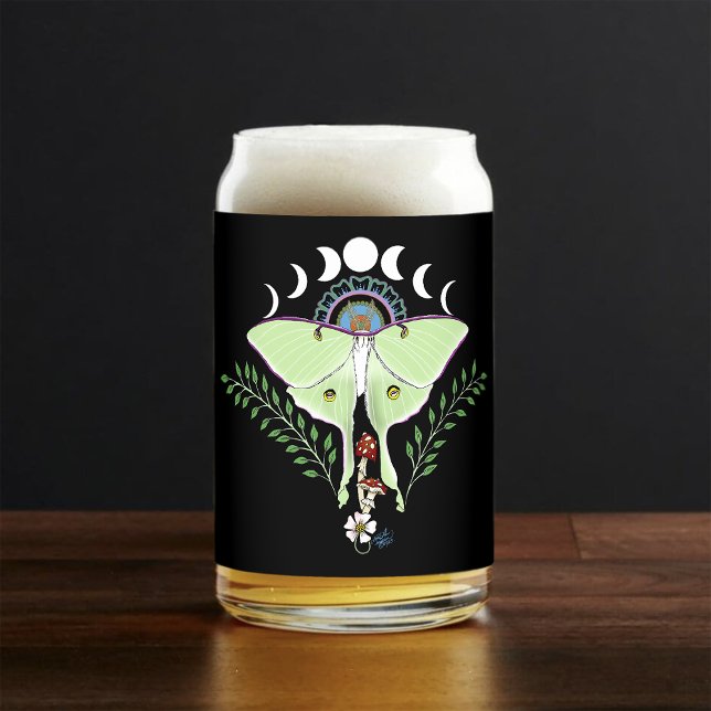 Mystical Green Ethereal Luna Moth Celestial Can Glass (Creator Uploaded)