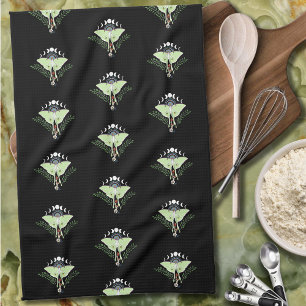 Mystical Green Ethereal Luna Moth Celestial Kitchen Towel