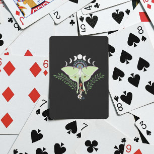 Mystical Green Ethereal Luna Moth Celestial Playing Cards