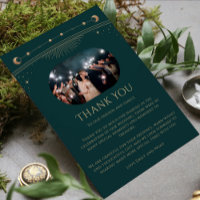 Mystical Green Gold Sun Moon Stars Photo Wedding