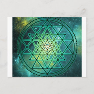 Mystical Green Sri Yantra Postcard