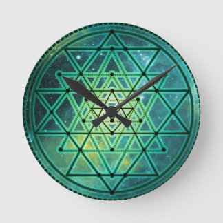 Mystical Green Sri Yantra Round Clock