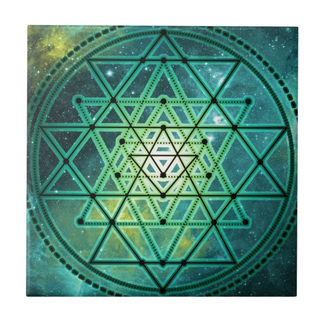 Mystical Green Sri Yantra Tile (Front)