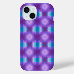 Mystical Grid Magenta and Turquoise Geometric  iPhone 15 Case