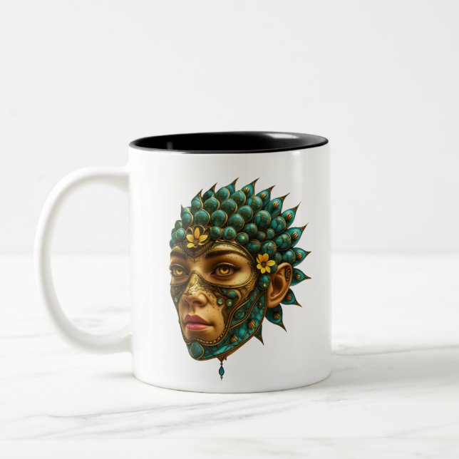 Mystical Guardian Vision - Fantasy Graphic Art Two-Tone Coffee Mug (Left)