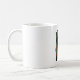 Mystical Halloween Black Cat Art - Spooky Feline w Coffee Mug