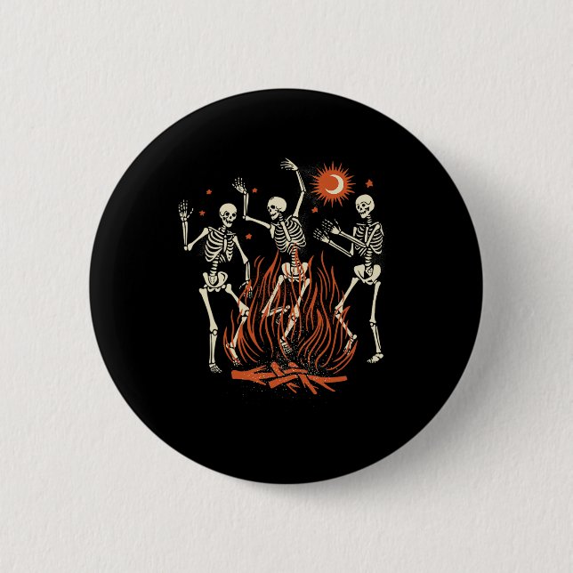 Mystical Halloween Dancing Skeletons  2 Inch Round Button (Front)