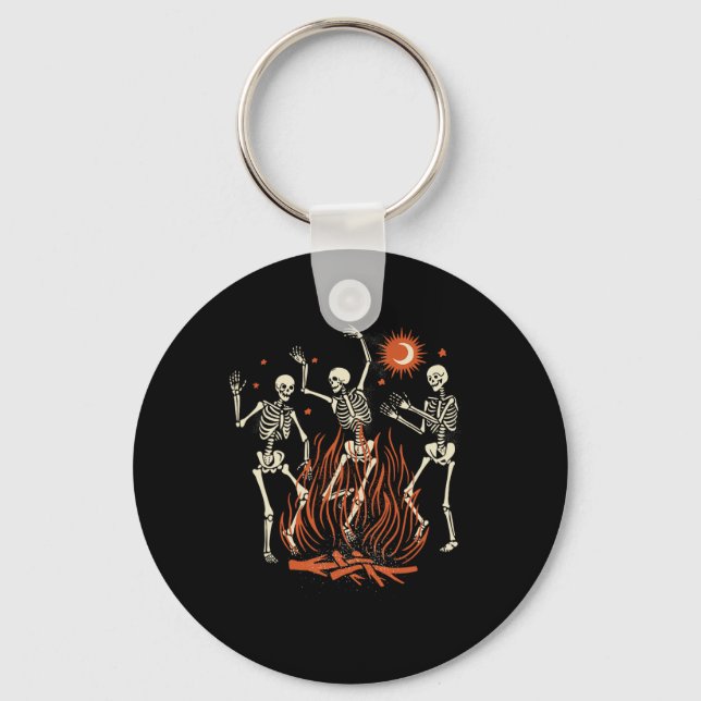 Mystical Halloween Dancing Skeletons  Keychain (Front)