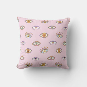 Mystical Halloween Eyes Throw Pillow