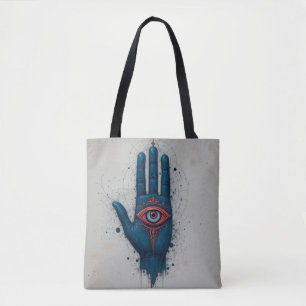 Mystical Hand Illustration with Red Eye Tote Bag