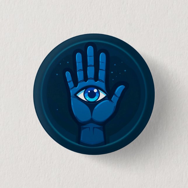 Mystical Hand With Eye Symbol 1 Inch Round Button (Front)
