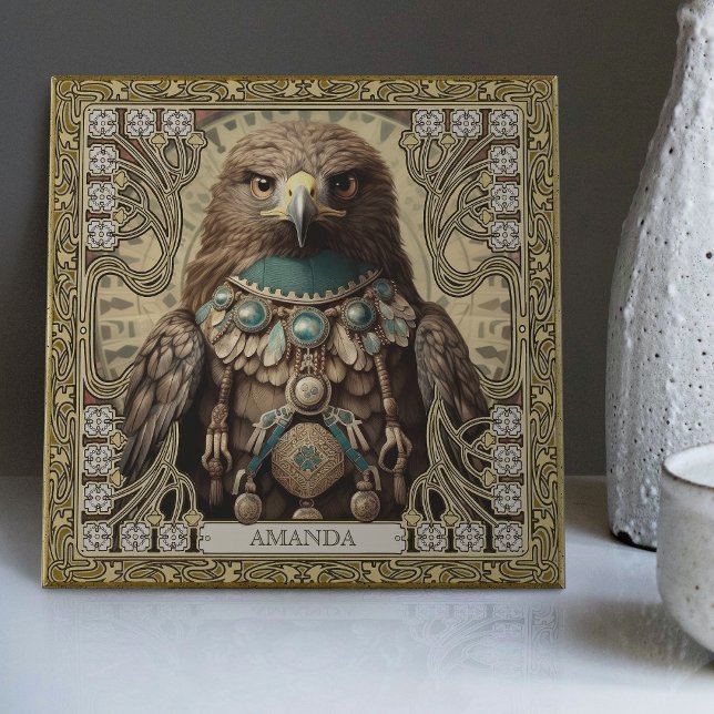 Mystical Hawk Spirit Animal Personalized Tribal Tile (Creator Uploaded)