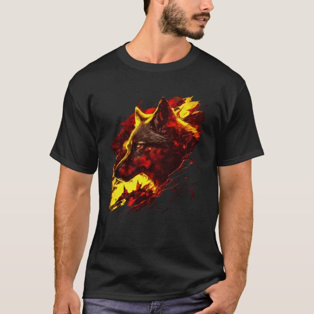 Mystical Iberian Wolf Spain Flag Colors T-Shirt (Front)