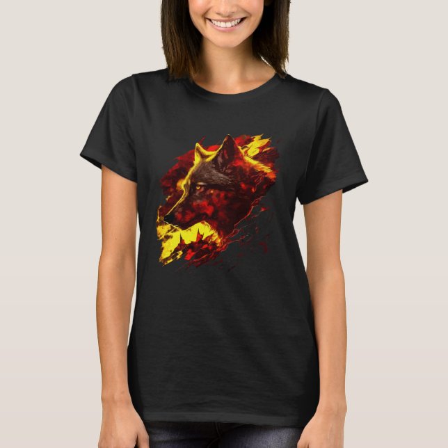 Mystical Iberian Wolf Spain Flag Colors T-Shirt (Front)