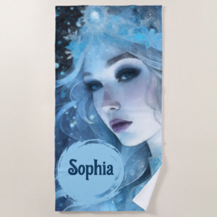Mystical Ice Queen - Fantasy Winter Goddess Art Beach Towel