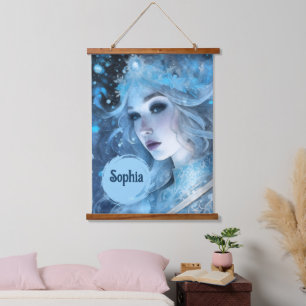 Mystical Ice Queen - Fantasy Winter Goddess Art Hanging Tapestry