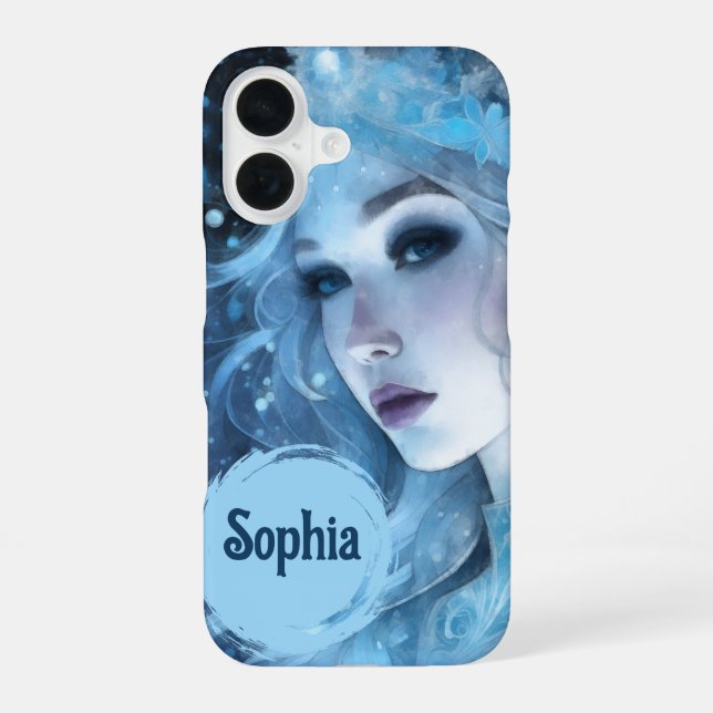Mystical Ice Queen - Fantasy Winter Goddess Art iPhone 16 Case (Back)