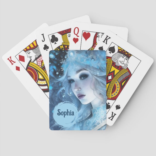 Mystical Ice Queen - Fantasy Winter Goddess Art Playing Cards (Back)