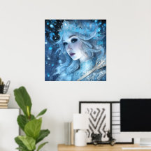 Mystical Ice Queen - Fantasy Winter Goddess Art