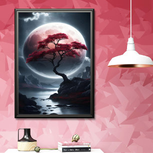 Mystical Japanese Style Pink Tree Poster