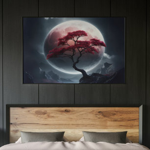 Mystical Japanese Style Pink Tree  Poster