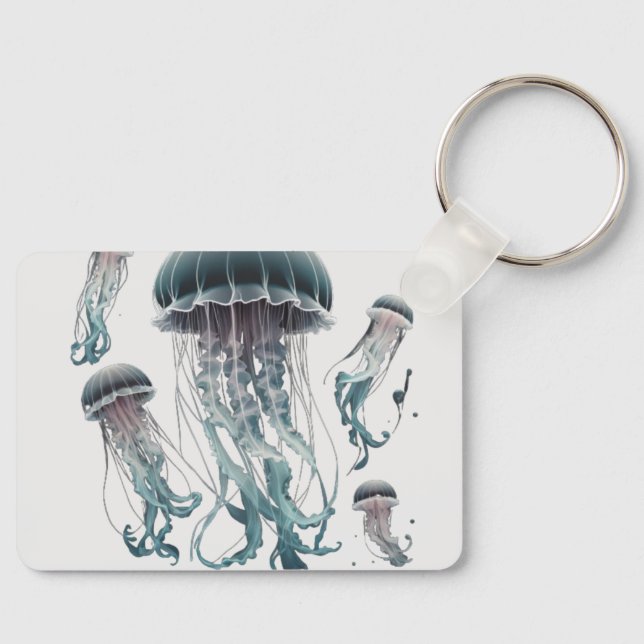 Mystical Jellyfish: Underwater Elegance T-Shirt Keychain (Front)