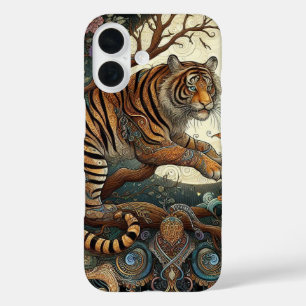 Mystical Jungle Cat Whimsical Filigree  iPhone 16 Case