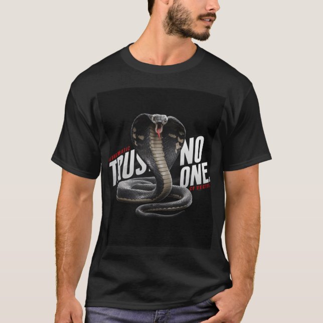 "Mystical King Snake Graphic with 'Trust No One" T-Shirt (Front)