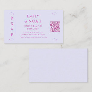 Mystical Lavender Pink Budget QR Code RSVP Enclosure Card