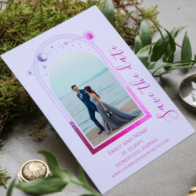 Mystical Lavender Pink Celestial Wedding Photo Save The Date (Creator Uploaded)