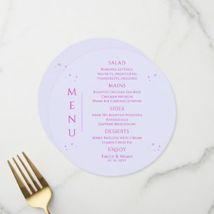 Mystical Lavender Pink Sun Moon Space Wedding Menu