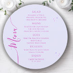 Mystical Lavender Pink Sun Moon Space Wedding Menu<br><div class="desc">Mystical Lavender Pink Sun Moon Stars Space Wedding Menu Cards features simple purple stars on a pastel lavender background with your menu details in the centre in modern pink calligraphy script. Personalize by editing the text in the text boxes provided. Designed by Evco Studio www.zazzle.com/store/evcostudio</div>