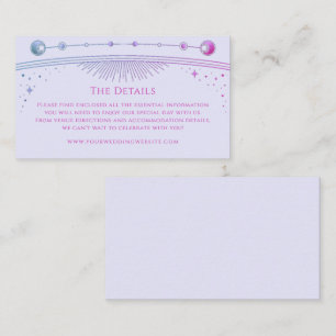 Mystical Lavender Pink Wedding Details Sun Moon Enclosure Card