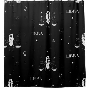 Mystical Libra Zodiac Pattern in Black and White